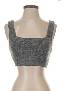 GapFit Square Neck Sports Bra — Grey Heather